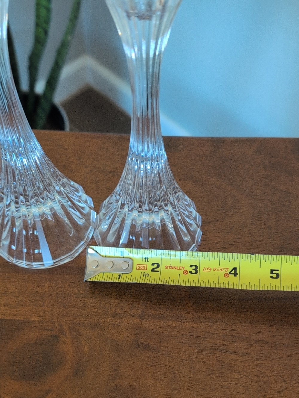 Clear Glass Candlestick Pair - Clear - Picture 6 of 7